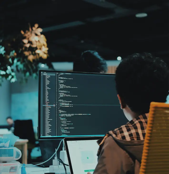 Developer working on code